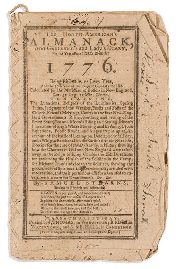 (AMERICAN REVOLUTION--1775.) Samuel Stearns. The North-American's Almanack, and Gentleman's and Lady's Diary, for . . . 1776.                    